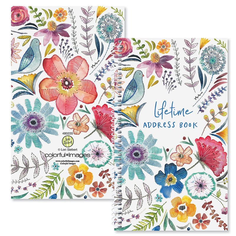 Current Embroidered Florals Address Book-94 Pages; Small 5" x 8-1/2" Size for Purse or Office,Spiral Bound Soft Cover Organizer for Contacts,Addresses,Email, & Phone Numbers + 50 Replacement Stickers - Image 4